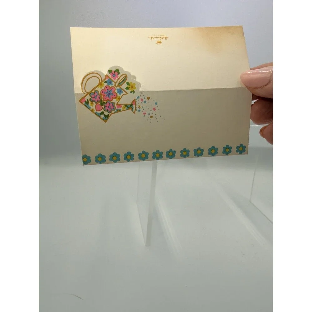 Vintage Hallmark Shower Place Cards Watering Can Floral Design 8 Count